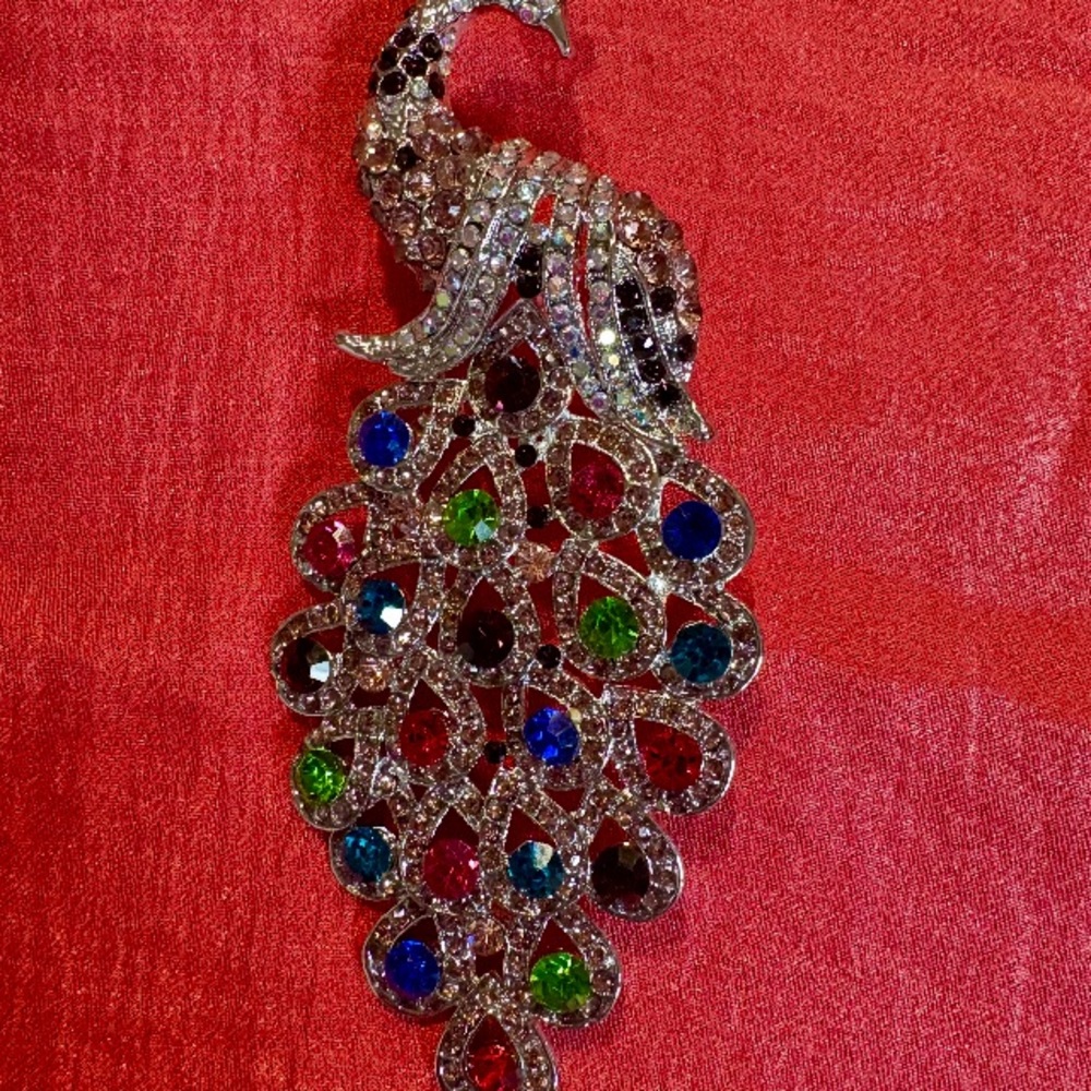 Elegant Multicolor Peacock Brooch